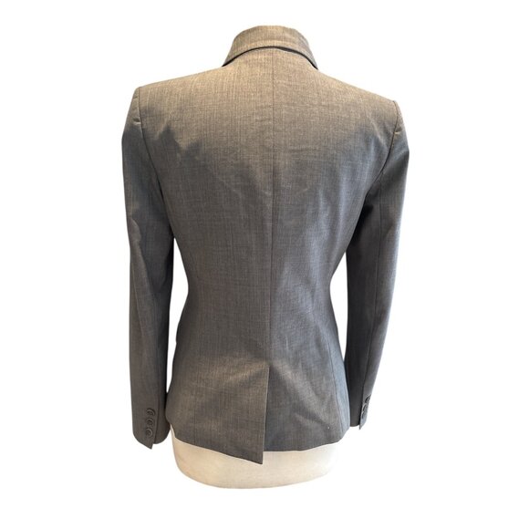 Theory Women’s Gray Wool Stretch Blazer Size 10 — Tailored One-Button Jacket — P - Picture 5 of 11